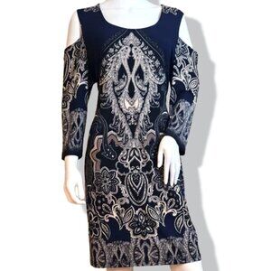 VENUS Sexy Navy Cold Shoulder Dress